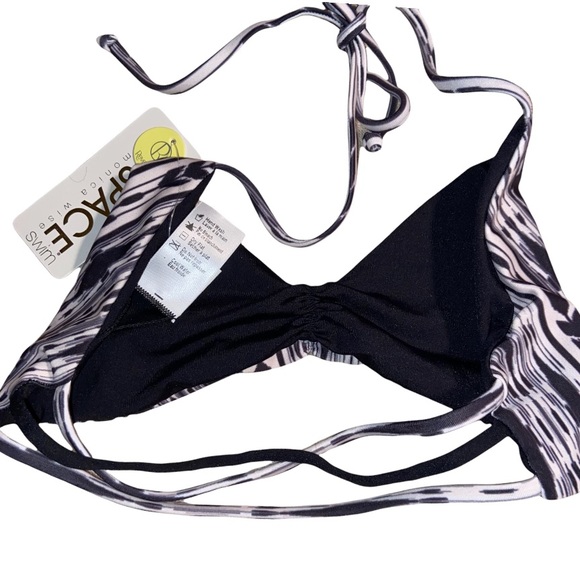 NWT L*SPACE Outlaw Strap Back Black & White Tribal Print Reversible Bikini Top - Picture 5 of 16